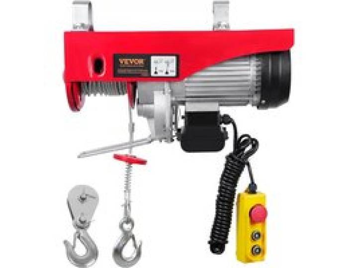 VEVOR Treuil à Câble Électrique 1000 kg Palan Électrique avec Télécommande Filaire 4 m Treuil-Palan 1600 W 10 m/min Hauteur de Levage Câble Simple 12 m Moteur pour Garages Entrepôts Usines