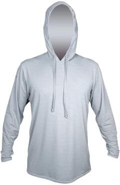 Anetik MVLPRH8 Men's Low Pro Tech Hooded Long Sleeve T-Shirt in Alloy Heathered size Medium   Polyester/Spandex Blend