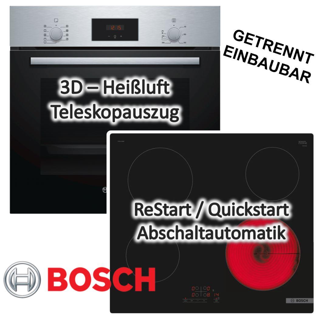 Herdset Bosch Backofen Schnellaufheizung mit Glaskeramikkochfeld TouchSelect autark 60 cm