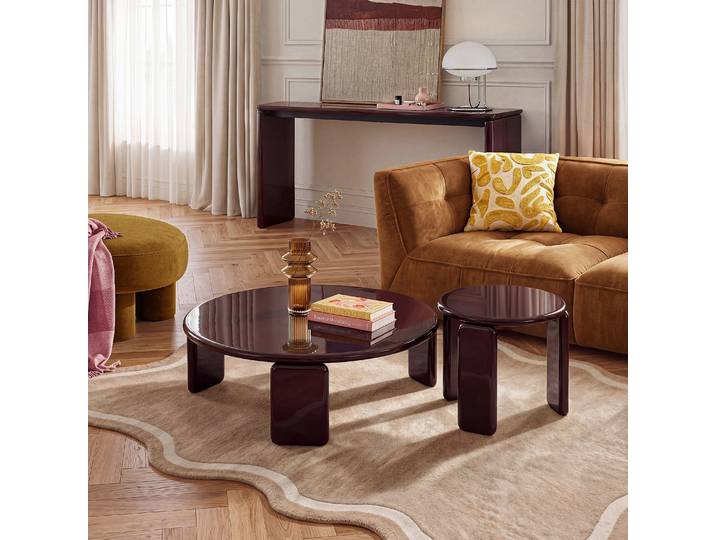 HABITAT - Ensemble de tables basses rondes laquage haute brillance - Bordeaux - Balma