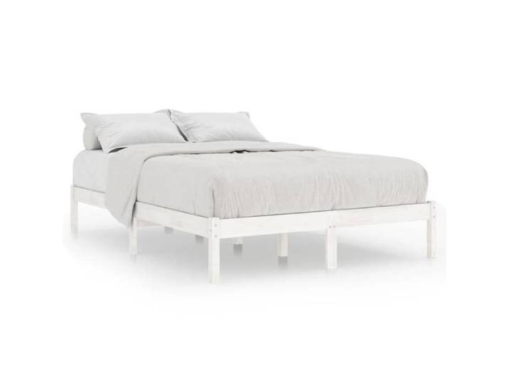 SALE 2025 Cadre de lit - 2 places - blanc bois massif - Charge : 280 kg - CHILL56821