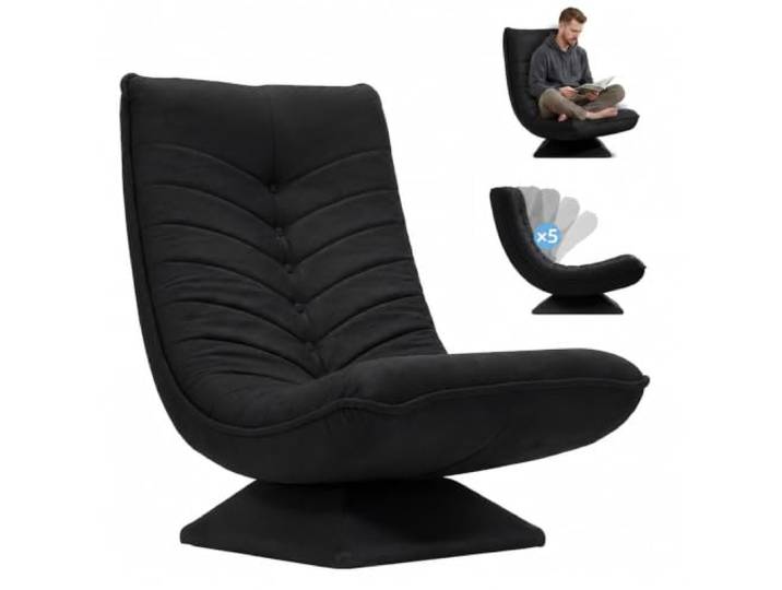 Bodensessel 360° Drehbar Klappbar mit Verstellbarer Rückenlehne Sessel Wohnzimmer, Bodenstuhl, Lazy Sofa, Gaming Relaxsessel, Boden Lounge Sessel, 150kg Belastbarkeit,60x105x87cm