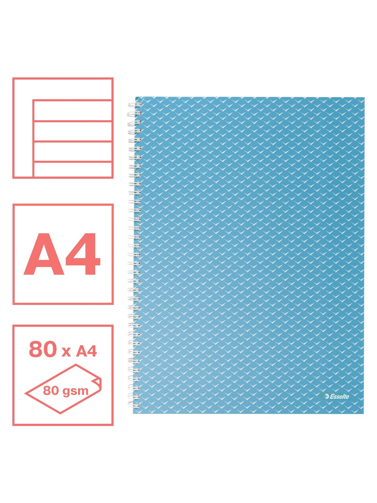 Esselte Colour'Breeze A4 Collegeblock liniert, Spiralbindung Blau