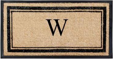 "A1 Home Collections Picture Frame Natural Rubber & Coir Large Monogrammed Doormat 24""x48"""