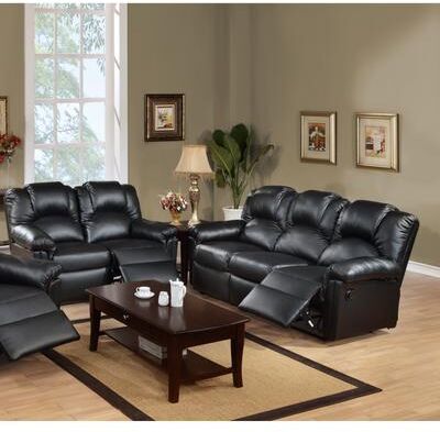 Esofastore Pillow Arms Manual Sofa Set 2pc Cushion Backrest Black Finish