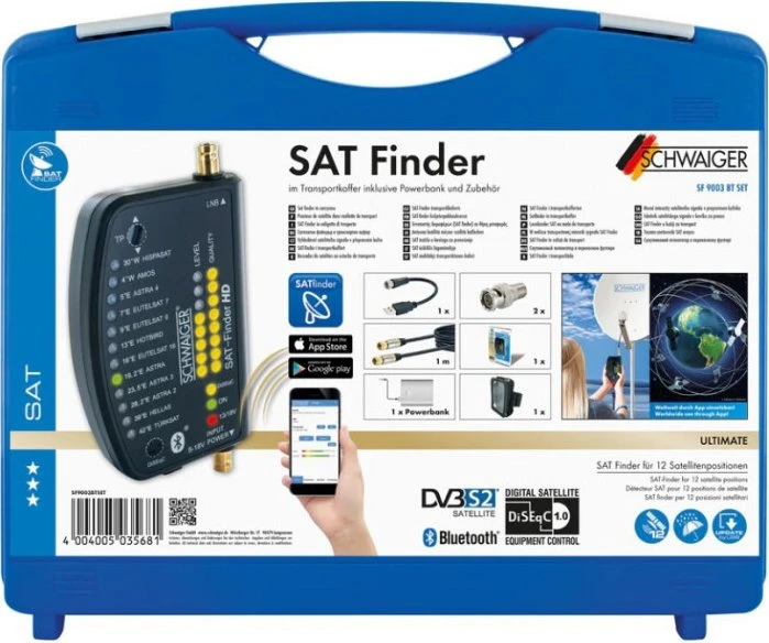 Schwaiger Digitaler Sat-Finder HD Bluetooth eigene APP
