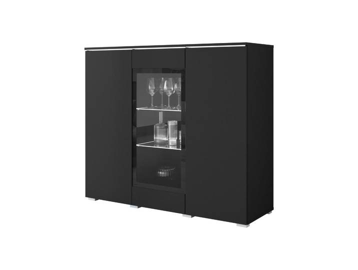 Mirjan24 Kommode Vera 120 mit weißer LED Beleuchtung, Graphitfarben, Kunststoff, Rechteckig,Rechteckig, 120x104x40 cm, Kleinmöbel, Kommoden, Kommoden