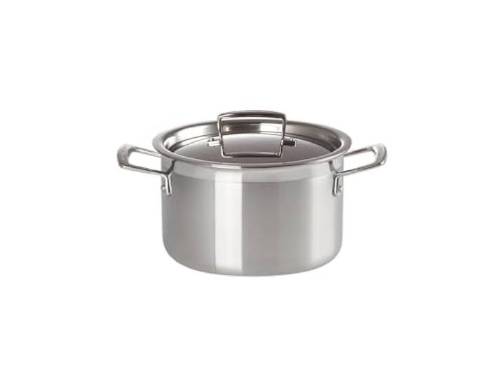 Le Creuset Fleischtopf aus 3-ply Edelstahl, Ø 20 cm, Für alle Herdarten inkl. Induktion geeignet, Silber, 96200620001000