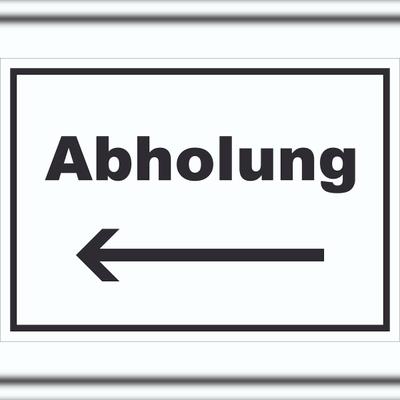 HB-Druck Abholung Schild mit Text und Richtungspfeil links Post waagerecht A6 (105x148mm)