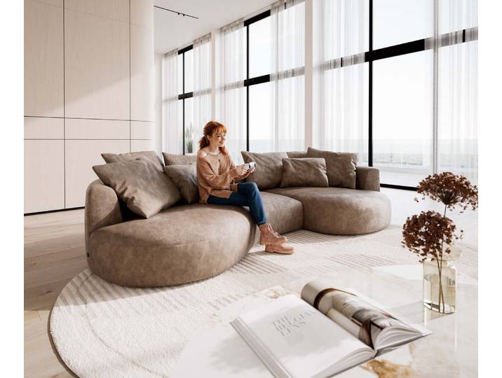 Grand Canapé Edina 330x170 cm microfibre taupe vintage