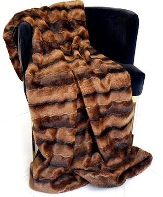 Plutus Brands Plutus Brown Striped Chestnut Luxe Faux Fur Throw Blanket
