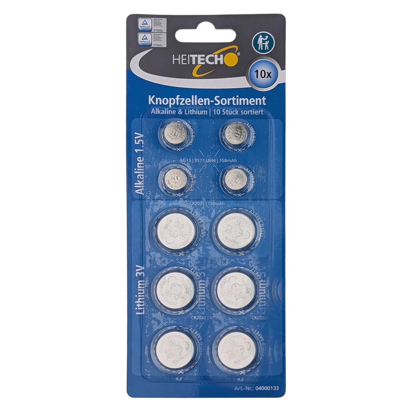 Heitech Knopfzellen-Sortiment 10 Stück (20 Stk., CR2032) (4000133)