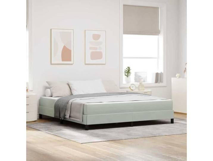 LPERTGFHU Boxspringbett mit Matratze 180 x 200 cm Stoff Hellgrau Inklusive Taschenfederkern, Stabile Holzwerkstoff-Konstruktion, Für 2 Personen