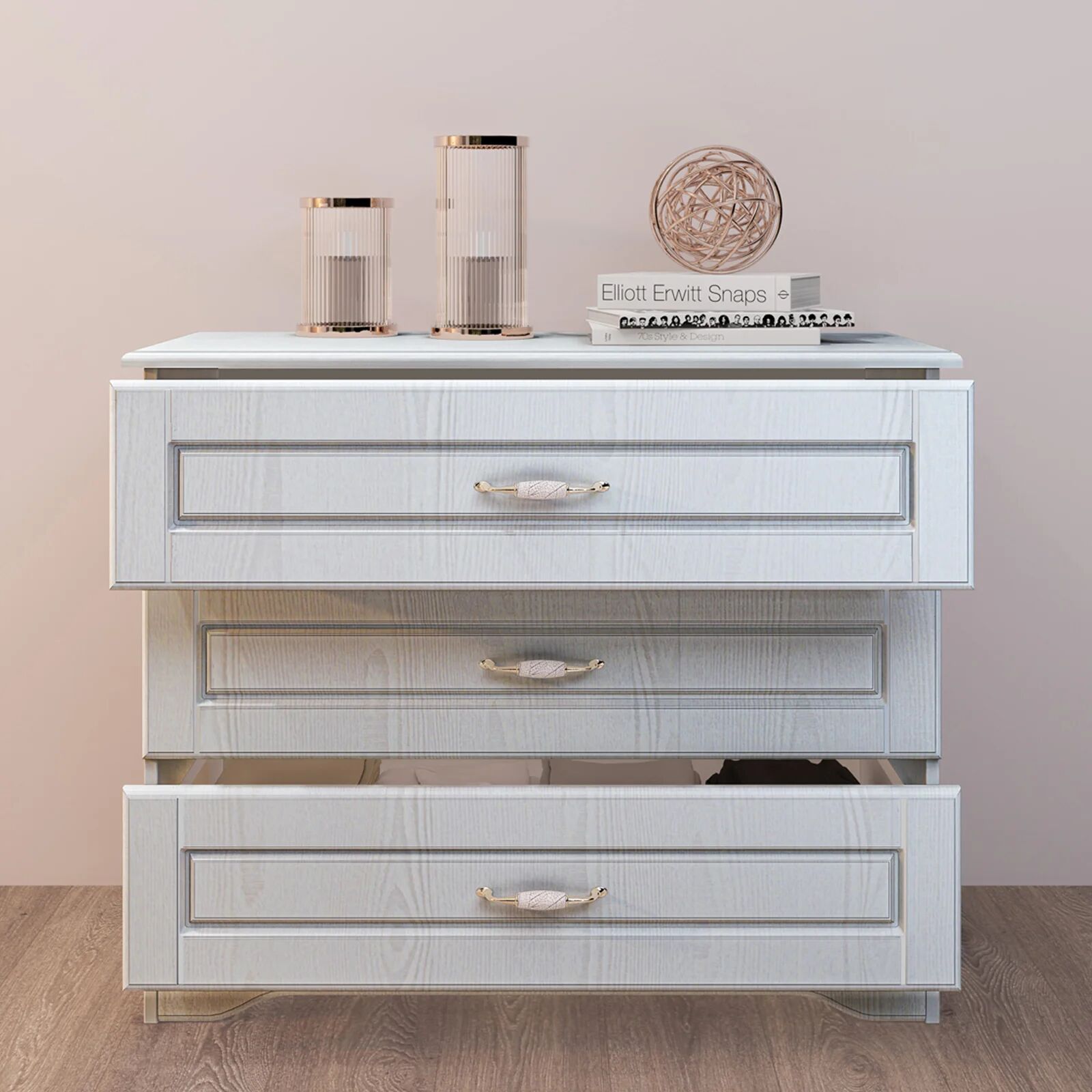 garneroarredamenti Comò classico 99x78h cm 3 cassetti bianco Friuli