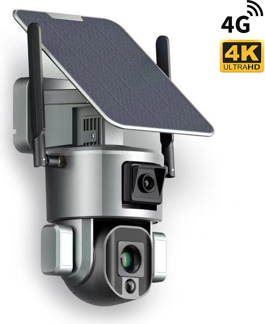 Secutek SHT-SPB5-LTE akkubetriebene duale PTZ LTE IP Kamera mit Solarpanel