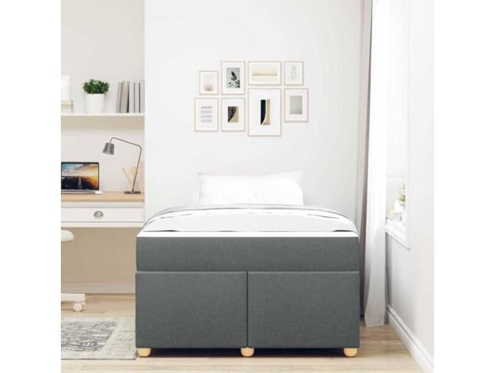 KTHLBRH Bett dunkelgrau 120 x 200 cm mit Stoffmatratze Konstruktion aus Holz, schwarze Beine, einfache Montage, 280 kg Kapazität