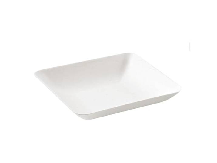 1000 Stück NATUREStar Fingerfood-Schalen, quadratisch Zuckerrohr, weiß, L: 6, 3 cm, B: 6, 3 cm, Karton, Zuckerrohr Teller, Einwegteller, Speiseteller, Fingerfood Schalen, Einmal Pappschale