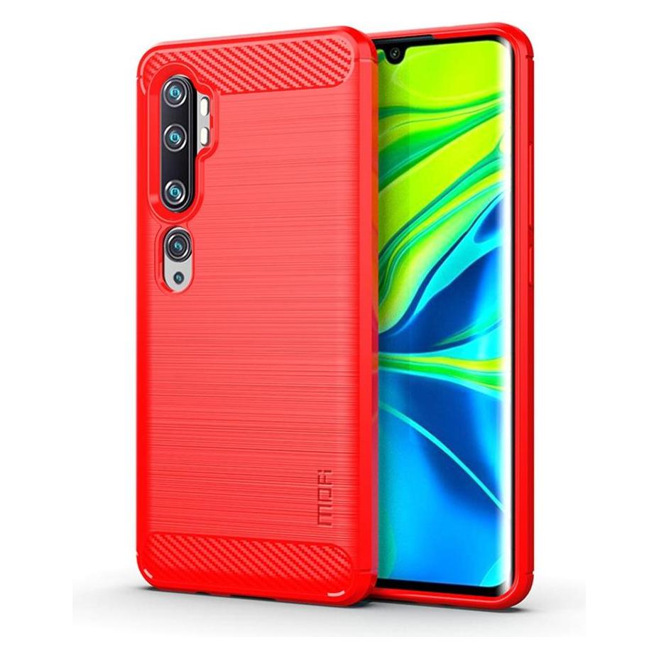 Cover-Discount Xiaomi Mi Note 10 Pro - Metall Carbon Look Gummi Hülle rot (Xiaomi Mi Note 10 Pro) (101906097B)