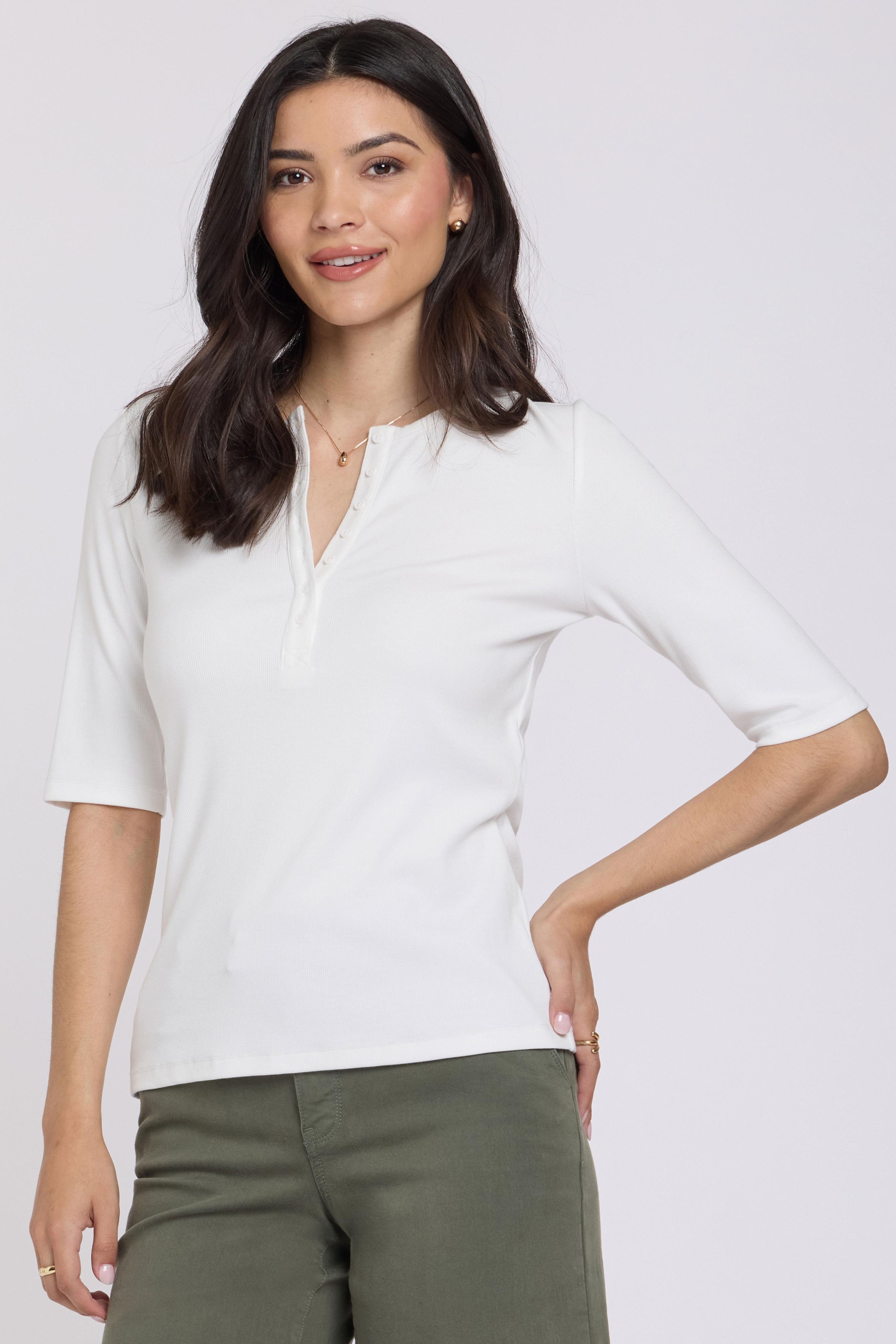 Geribbelde Henley met Elleboogmouwen
