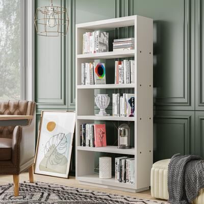Denhour DH BASIC Clair Modern 71-inch 5-Tier Etagere Open Back Bookshelf