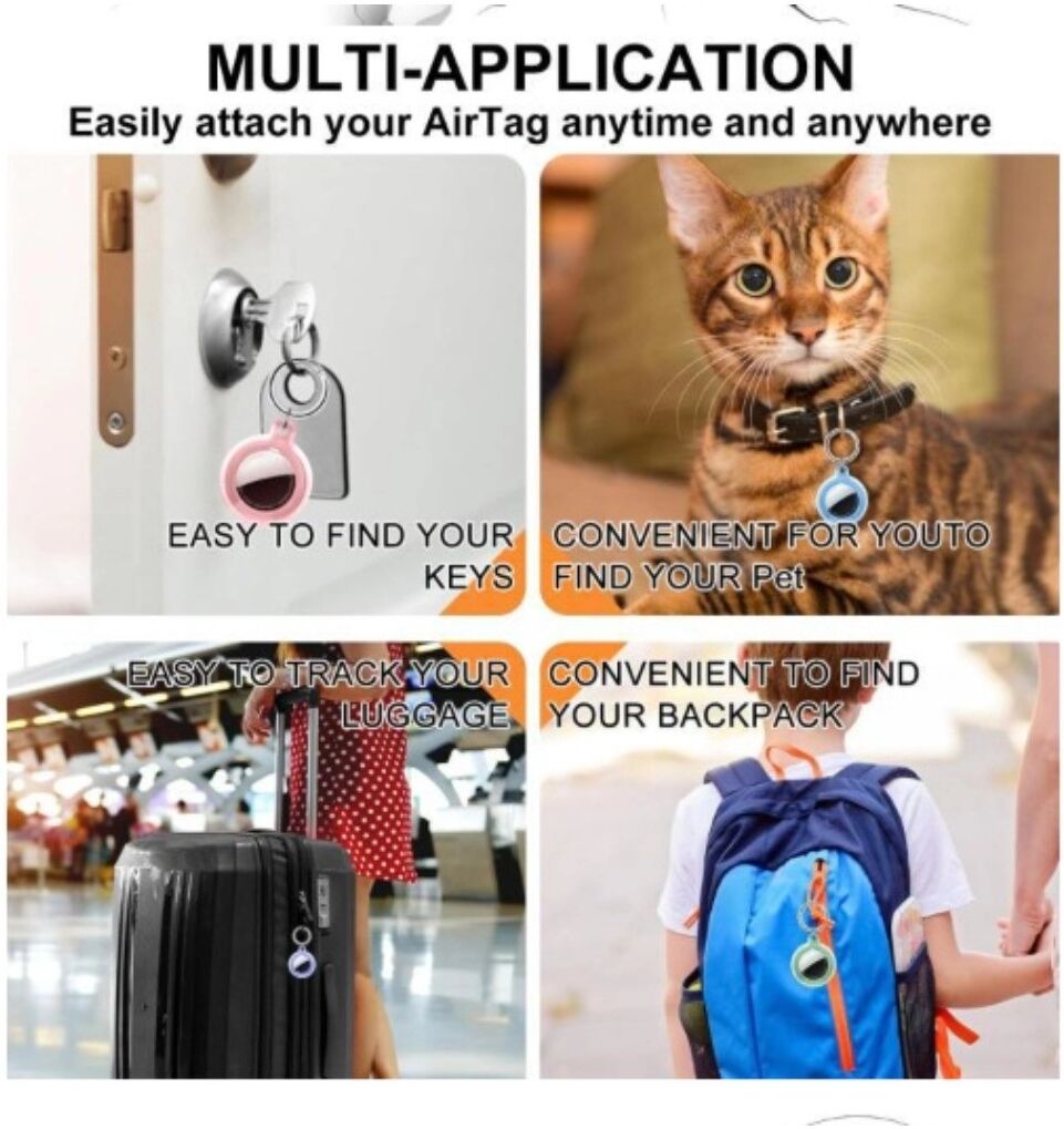 INF Lot de 2 Coques TPU Pleine Protection Étanches avec Anneau, compatible avec AirTag - Protection 360° et TPU Souple