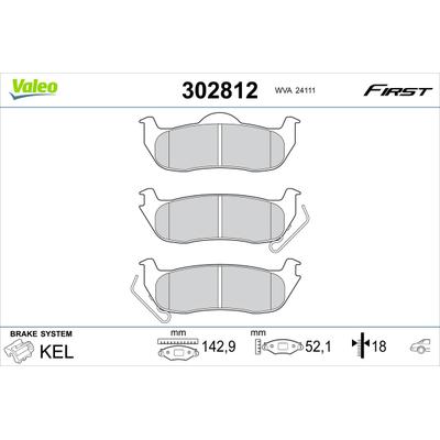 VALEO Bremsbelagsatz, Scheibenbremse 302812 Hinterachse für KAWEI AUTO JEEP