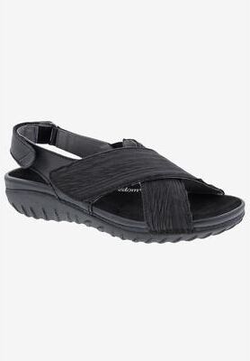 Extra Wide Width Women's Drew Bon Voyage Sandals by Drew in Black Fabric (Size 7 WW)