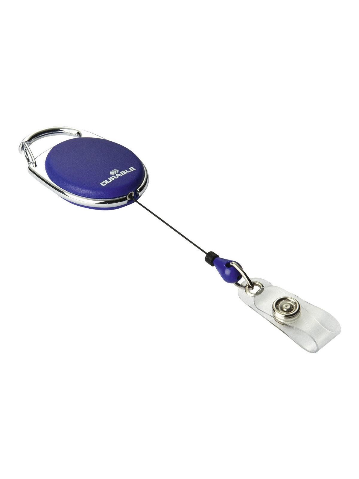 DURABLE Ovales Jojo mit Metallclip-Befestigung und Druckknopfschlaufe für Ausweishalter, Zugangskarten etc.