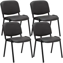 DELUKE 4er Set Besucherstuhl ZAGREB - Kunstleder Grau 53x53x83 cm | Besucherstühle Konferenzstuhl Wartezimmerstuhl Bürostühle Bürostuhl Konferenzraum