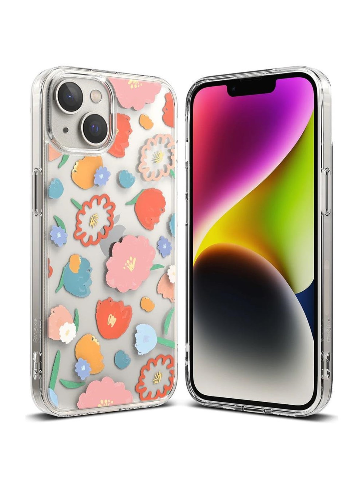 Ringke Fusion Design Armored Case Cover with Gel Frame iPhone 14 Plus Transparent (Floral) (FD637E31)