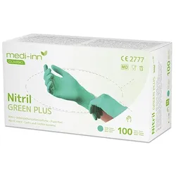 Medi-Inn Classic 100 Handschuhe, Nitril puderfrei "Green Plus" grün Größe S (93429, 100 Stück)