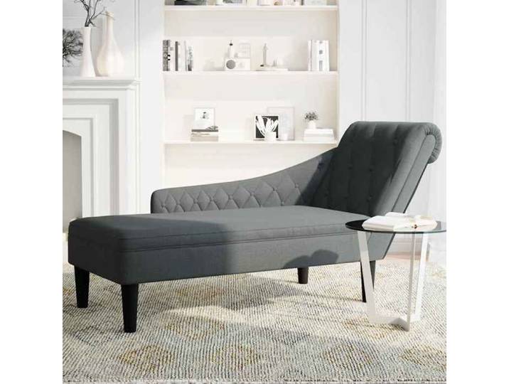 NEUF Fauteuil long avec coussin et accoudoir droit gris foncé tissu - l145xP56xH70 cm 03_22396507