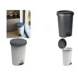 EDA Tret-Abfallbehälter Stepy, 70 L, PP, anthrazit modernes Design, mit Tretpedal, Abfalleimer, Grau