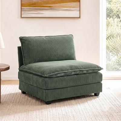 Uixe Modern Corduroy Upholstered Corner Armless Modular Sectional Sofa