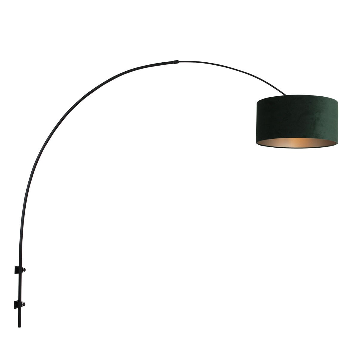 Steinhauer Wand Booglamp Sparkled zwart met groene velours kap