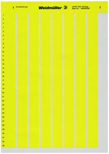 Weidmüller Marqueur d'appareil LM MT300 20X8 JAUNE (0412657)