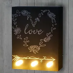 LED-Bulb Bild Wandbild, Leuchtbild 25x20cm, Love