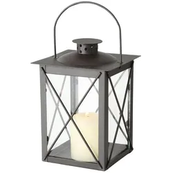 BOLTZE Kerzenlaterne Farol Glaseinsatz Eisen H.20 B.14 cm braun