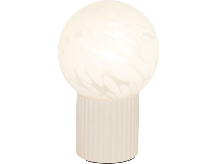 Tischlampe Alva Beige, Weiss Keramik, Glas H 23 cm