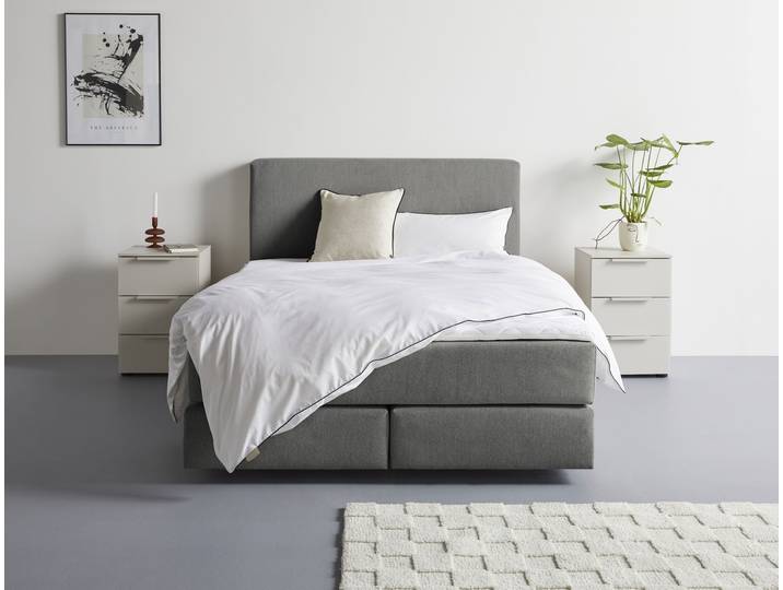 Boxspringbett, Bonnellfederkern, Anthrazit, 145×217 cm, Inkl. Topper, Modern, LeGer