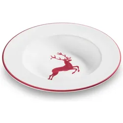 Gmundner Keramik Bordeauxr. Hirsch, Suppenteller Gourmet (Ø 24cm), Teller, Mehrfarbig