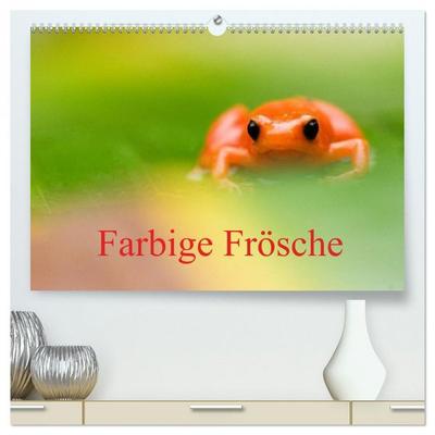 Farbige Frösche (hochwertiger Premium Wandkalender 2026 DIN A2 quer), Kunstdruck in Hochglanz