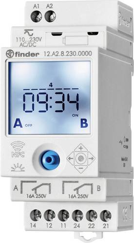 Finder 12.A2.8.230.0000-5 Zeitschaltuhr für Hutschiene 12.A2.8.230.0000 230 V/AC Astronomisch, Wochenprogramm