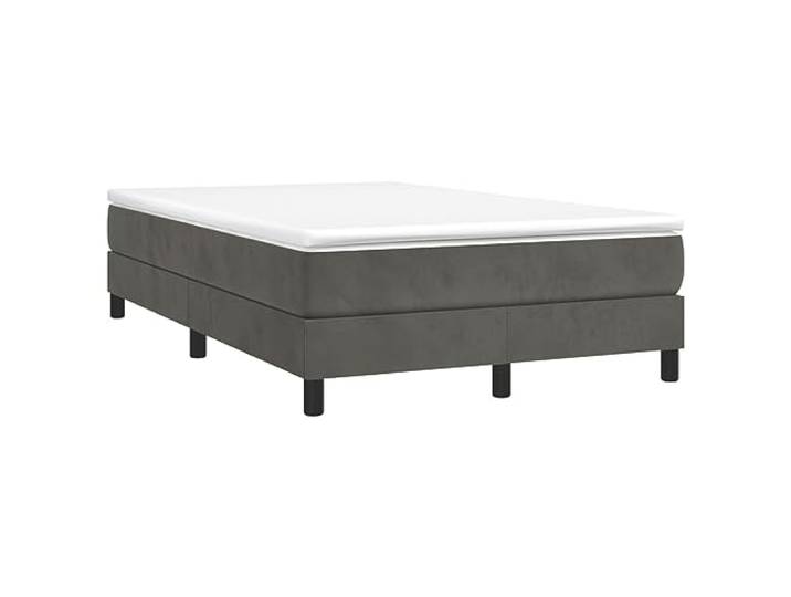 PUGYNBK Boxspringbett aus Samt, dunkelgrau, 120 x 190 cm Taschenfederkernmatratze, mittelharter Stützfuß, Lattenrost inklusive, weicher Hautschutz