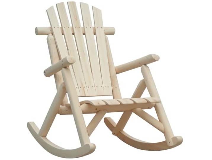 Outsunny Schaukelstuhl aus Holz mit Hoher Rückenlehne Wetterfest Natur Schaukelsessel, Gartenstuhl, Bis 113kg Belastbar, Relaxstuhl, für Wohnzimmer, Garten, Rasen, Balkon