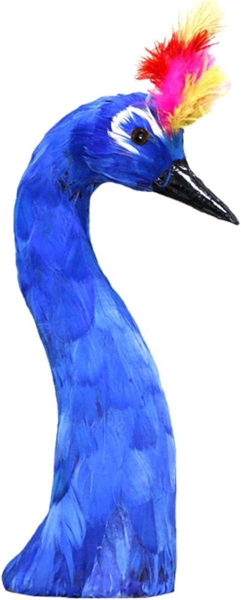 Veer Pauw Standbeeld Ornament Blauw Decoratief Beeldje voor op Tafel