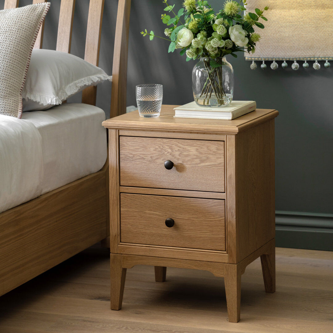 Gallery Direct 45cm W Solid Wood Bedside Table Tan 60cm H X 45cm W X 40cm D