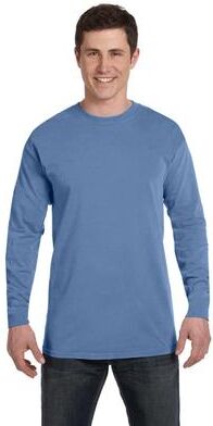 Comfort Colors C6014 Men's Adult Long Sleeve Top in Washed Denim size 3XL   Cotton 6014, CC6014