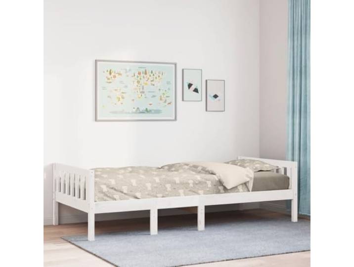 YUOTYRKTEJRSG Massives Kiefernholz Kinderbett mit Lattenrost Weiß 90x200 cm Kinderbett ohne Matratze Weiß 90x200 cm Massivholz Kiefer mit Lattenrost stabil belastbar