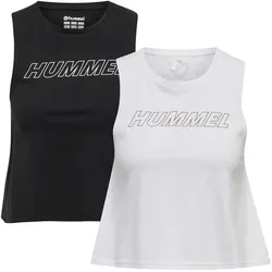 hummel, Damen, Sportshirt, Te Cali 2-Pack Crop Cot Tanktop (L), Schwarz